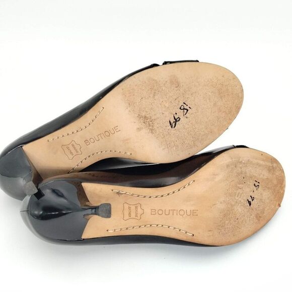 Boutique 9 Galetta Heels Studded Leather Open Toe Pumps Black Size 8.5 - Picture 10 of 11